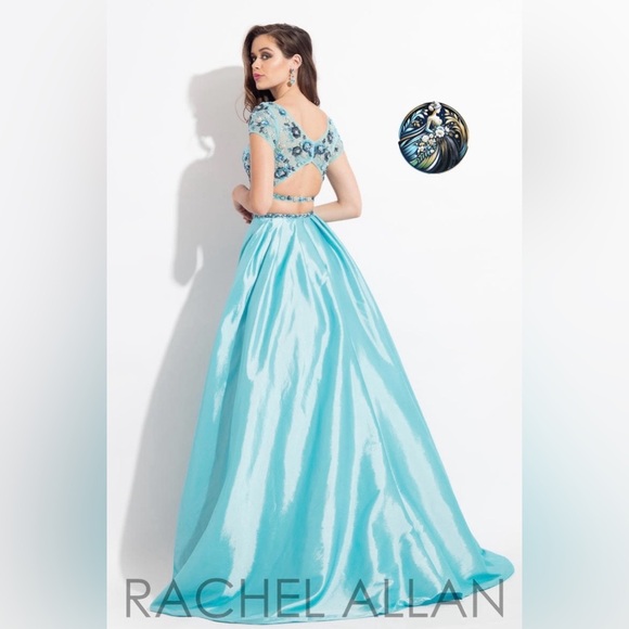 Rachel Allan 6131 Light Blue Embellished Two Piece Prom Dress Gown Size 12 NWT - Picture 1 of 1